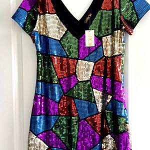Original tags. Size M. LaRok sequin short sleeved tshirt dress.